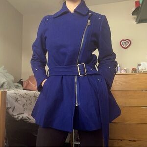 Kenneth Cole Royal Blue Belted Trench Coat